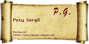 Pety Gergő névjegykártya
